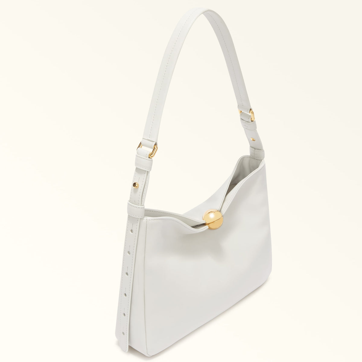 White Furla Sfera Soft M Shoulder Bag, natural leather – view 3