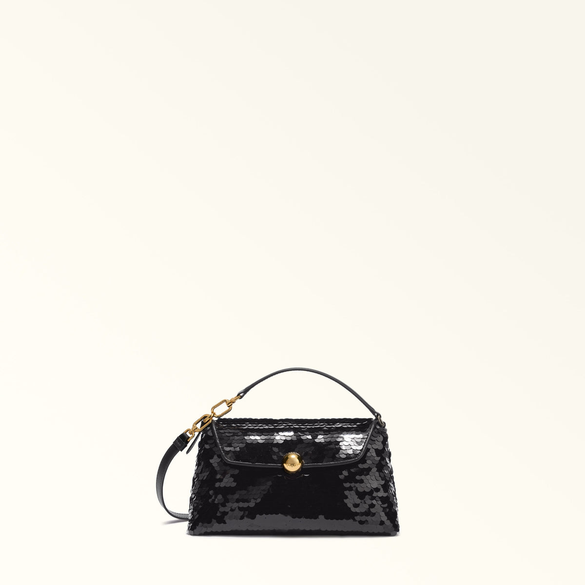 Black Furla Sfera Soft Mini Crossbody Top Handle, paillettes