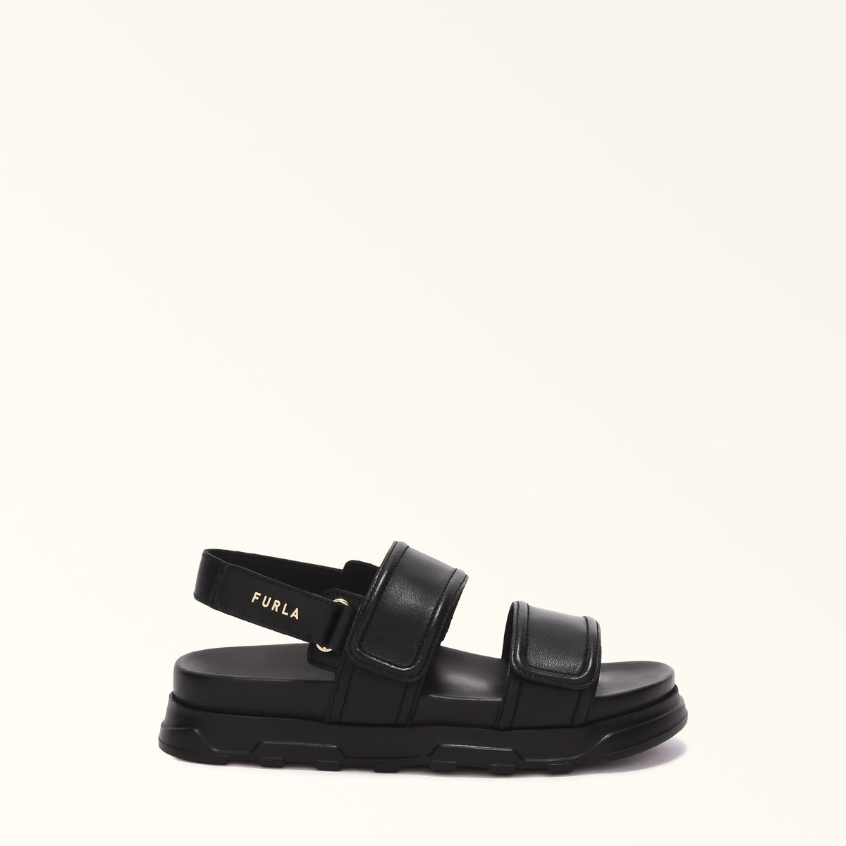 Black Furla Sporty Chic Sandal T.35, shoes natural leather – view 2