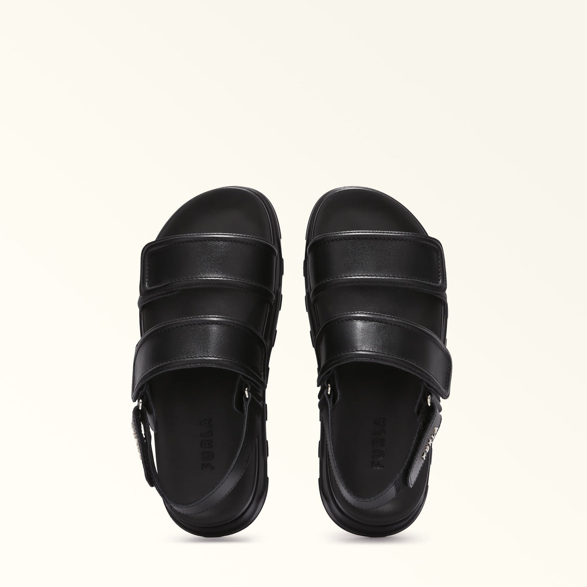 Black Furla Sporty Chic Sandal T.35, shoes natural leather – view 3