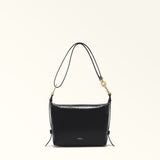 Black Furla Tonie Mini Hobo Aw 25, natural leather