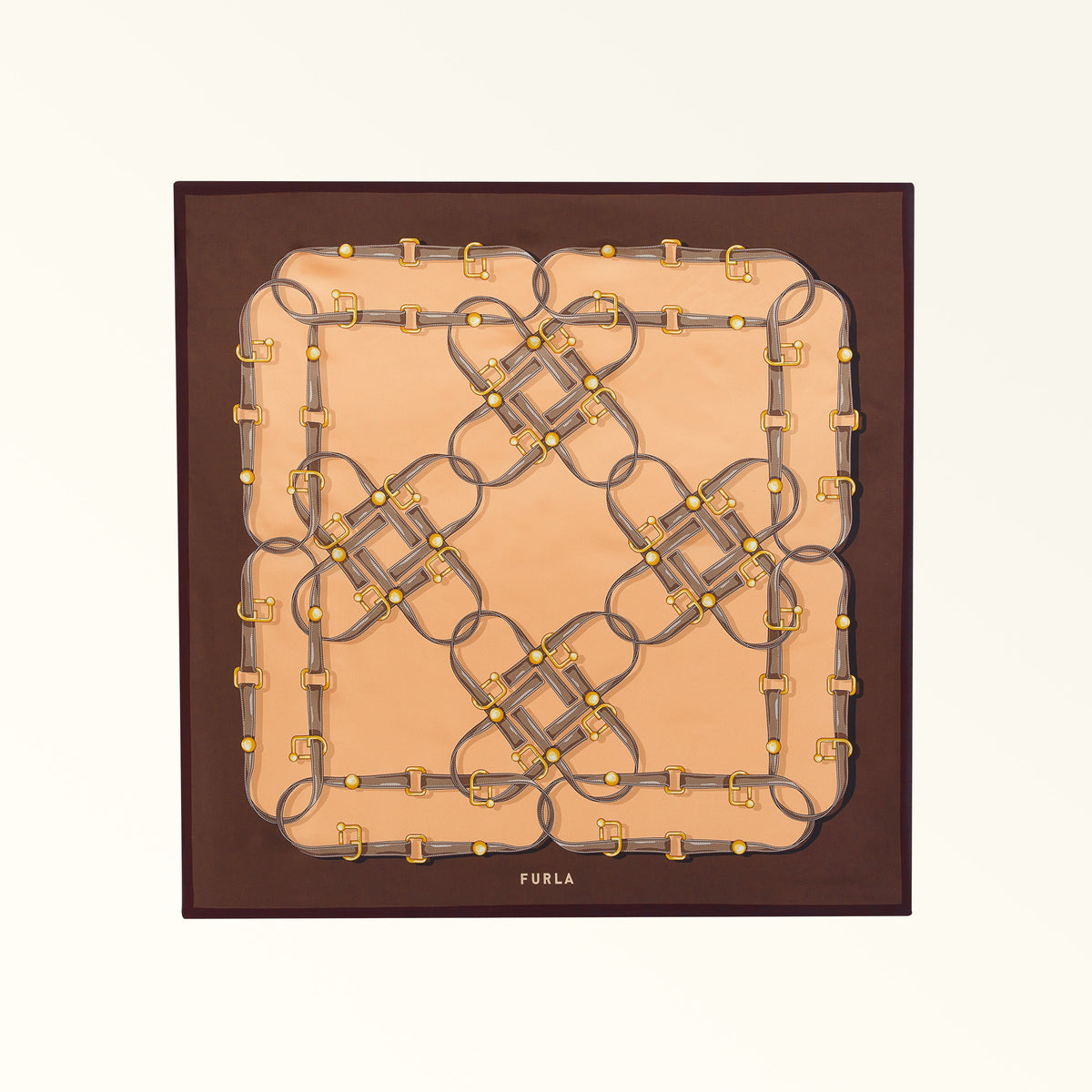 Brown Furla Tortona Carre' 90x90, scarf silk – view 3