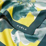 Green Furla Tortona Carre' 90x90, scarf silk