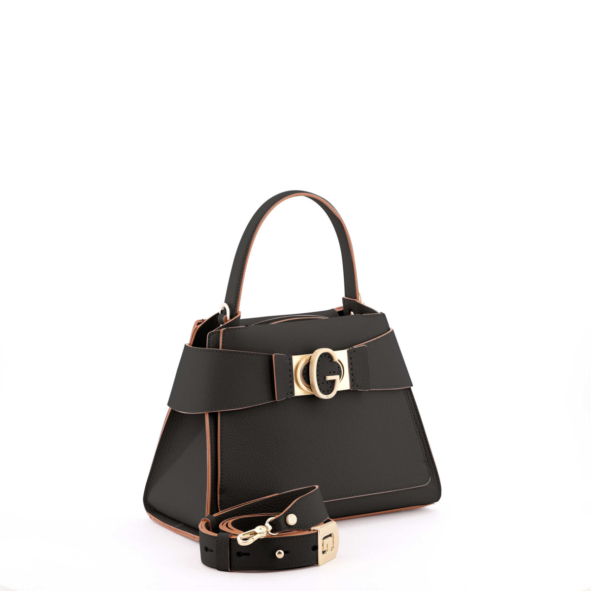 Black Gironacci Mimi M Tote bag 3121, natural leather