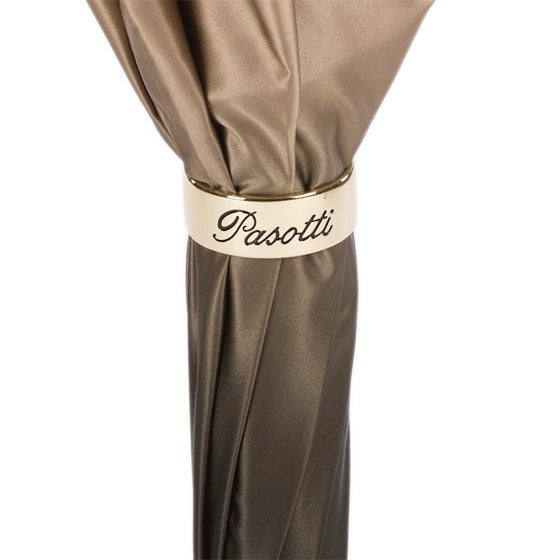 Beige Pasotti Ivory Umbrella With Striped Interior, Double Cloth – view 4