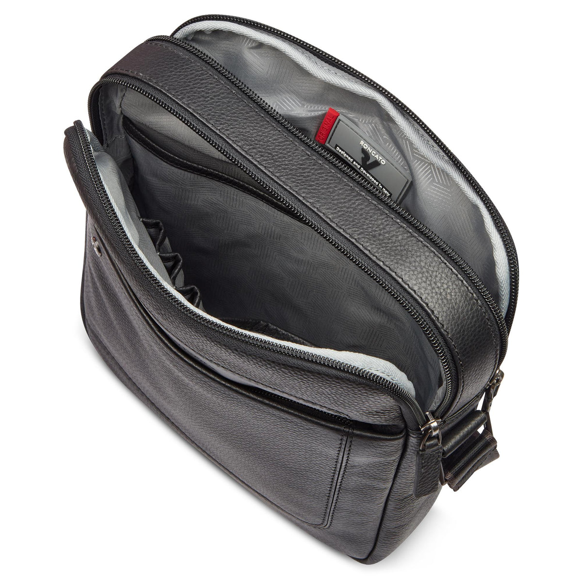 Black Roncato Alaska Man Body Bag, crossbody natural leather – view 2