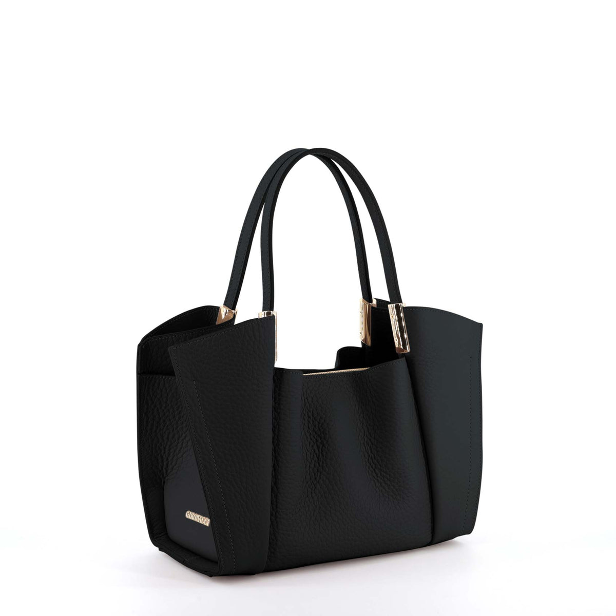 Gironacci 2510 Velvet Medium Black Leather Tote Bag – Made in Italy
