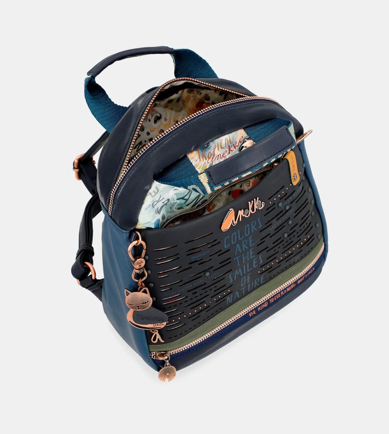 Nature Pachamama navy blue medium satchel bag
