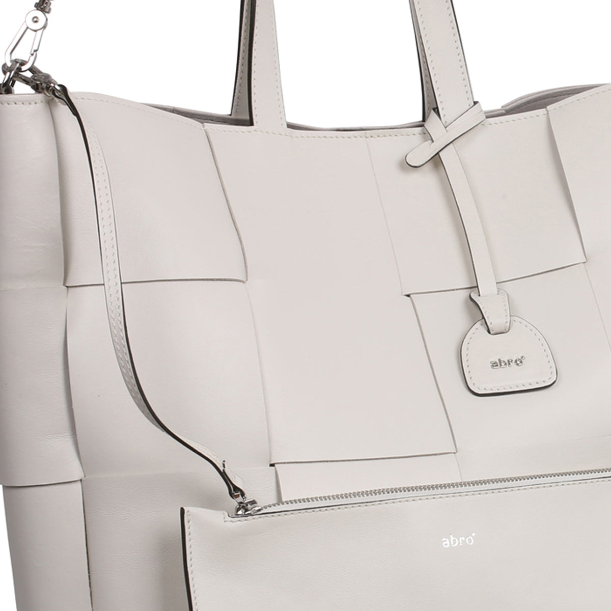 White Abro Chessboard Shopper, tote natural leather – view 9