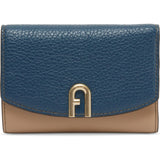 Navy Furla Primula M Compact Wallet, natural leather